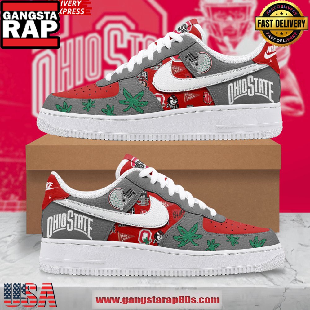 Ohio State Buckeyes Limited Edition Air Force 1 Running Sneakers Shoes Ohio State Buckeyes Limited Edition Air Force 1 Running Sneakers Shoes