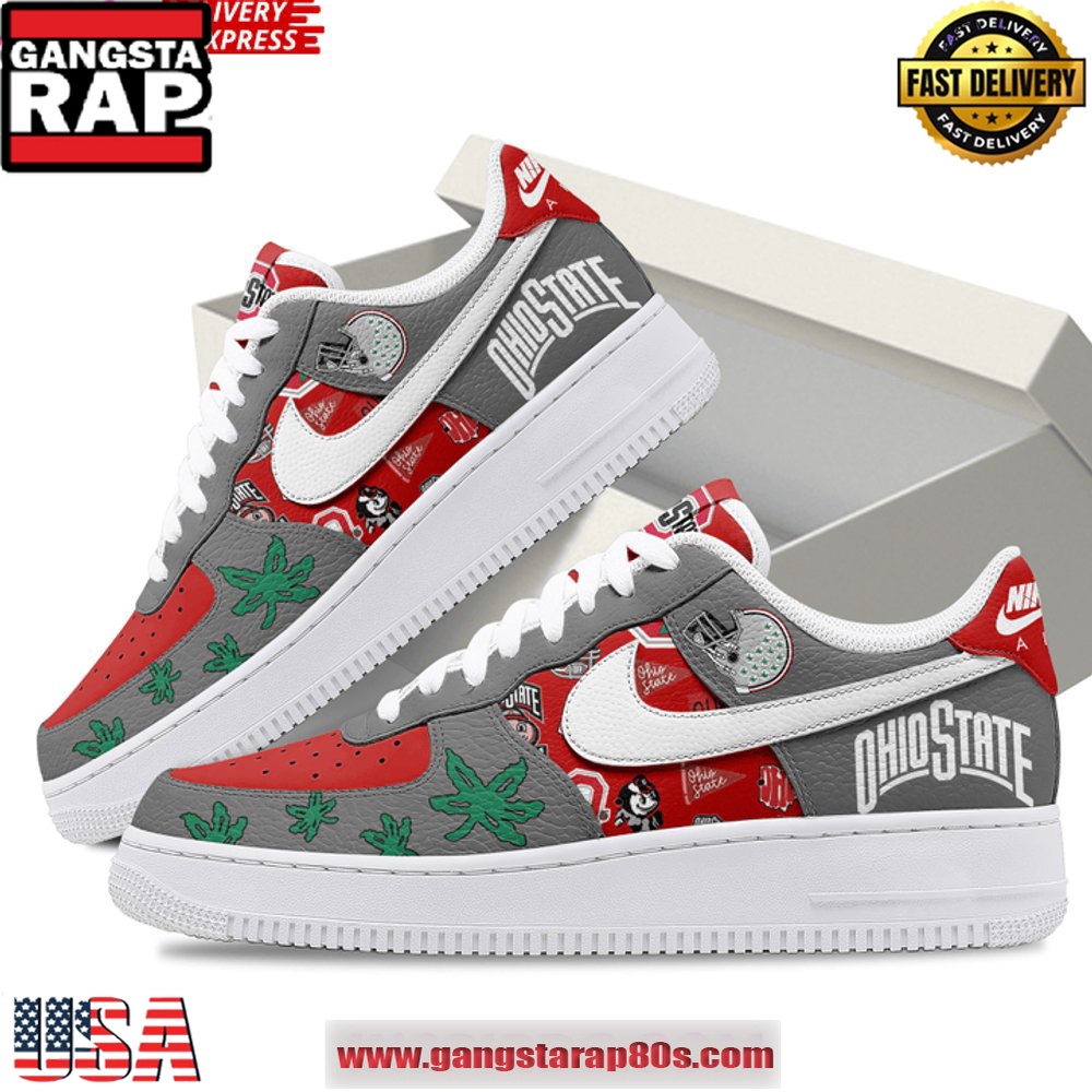Ohio State Buckeyes Limited Edition Air Force 1 Running Sneakers Shoes Ohio State Buckeyes Limited Edition Air Force 1 Running Sneakers Shoes