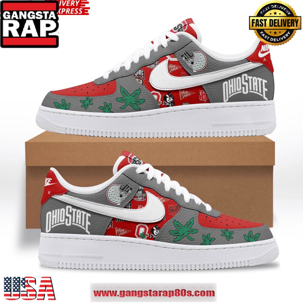 Ohio State Buckeyes Limited Edition Air Force 1 Running Sneakers Shoes Ohio State Buckeyes Limited Edition Air Force 1 Running Sneakers Shoes