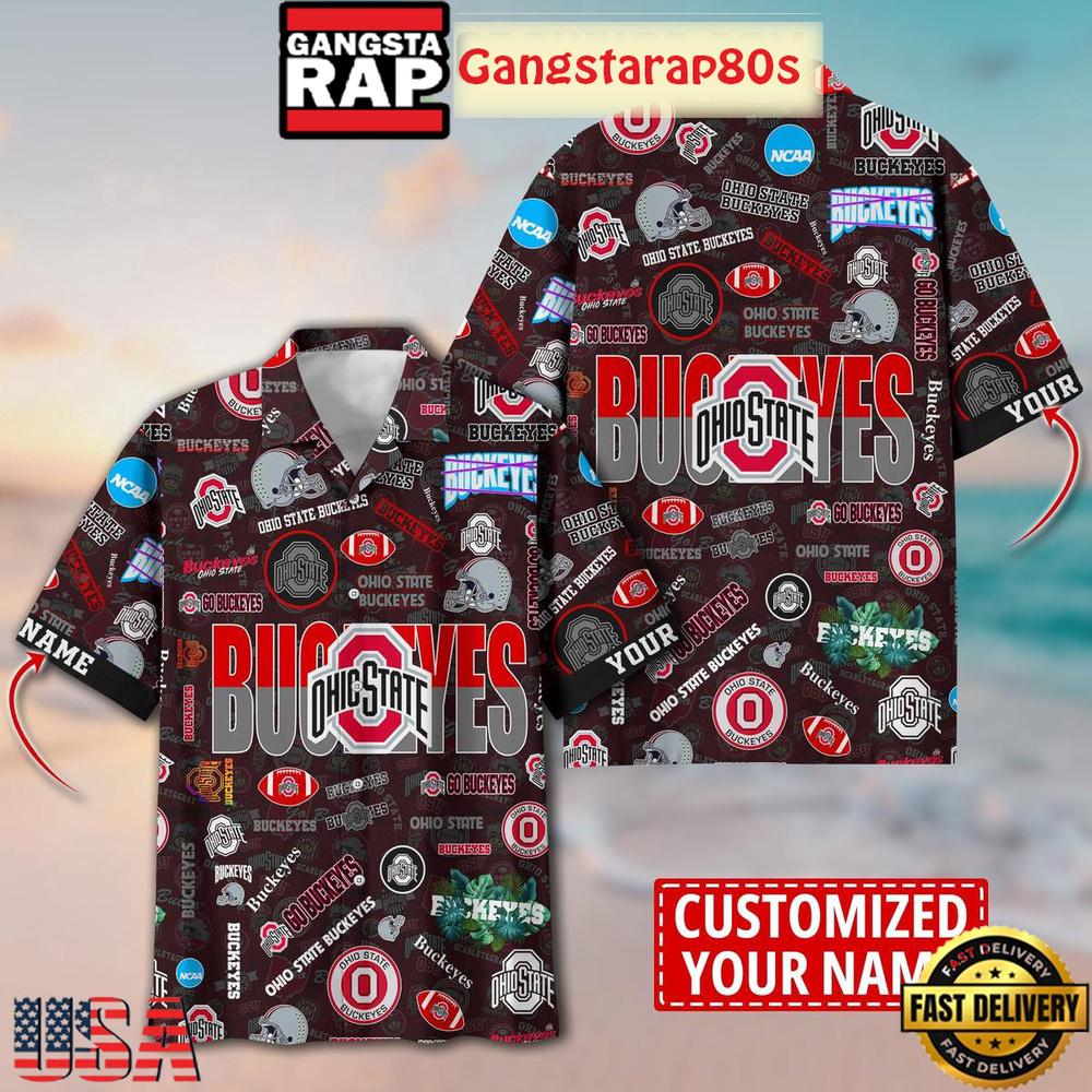 Ohio State Buckeyes Solgan Go Buckeyes True Fan Spirit Custom Name Aloha Hawaiian Shirt Ohio State Buckeyes Solgan Go Buckeyes True Fan Spirit Custom Name Aloha Hawaiian Shirt