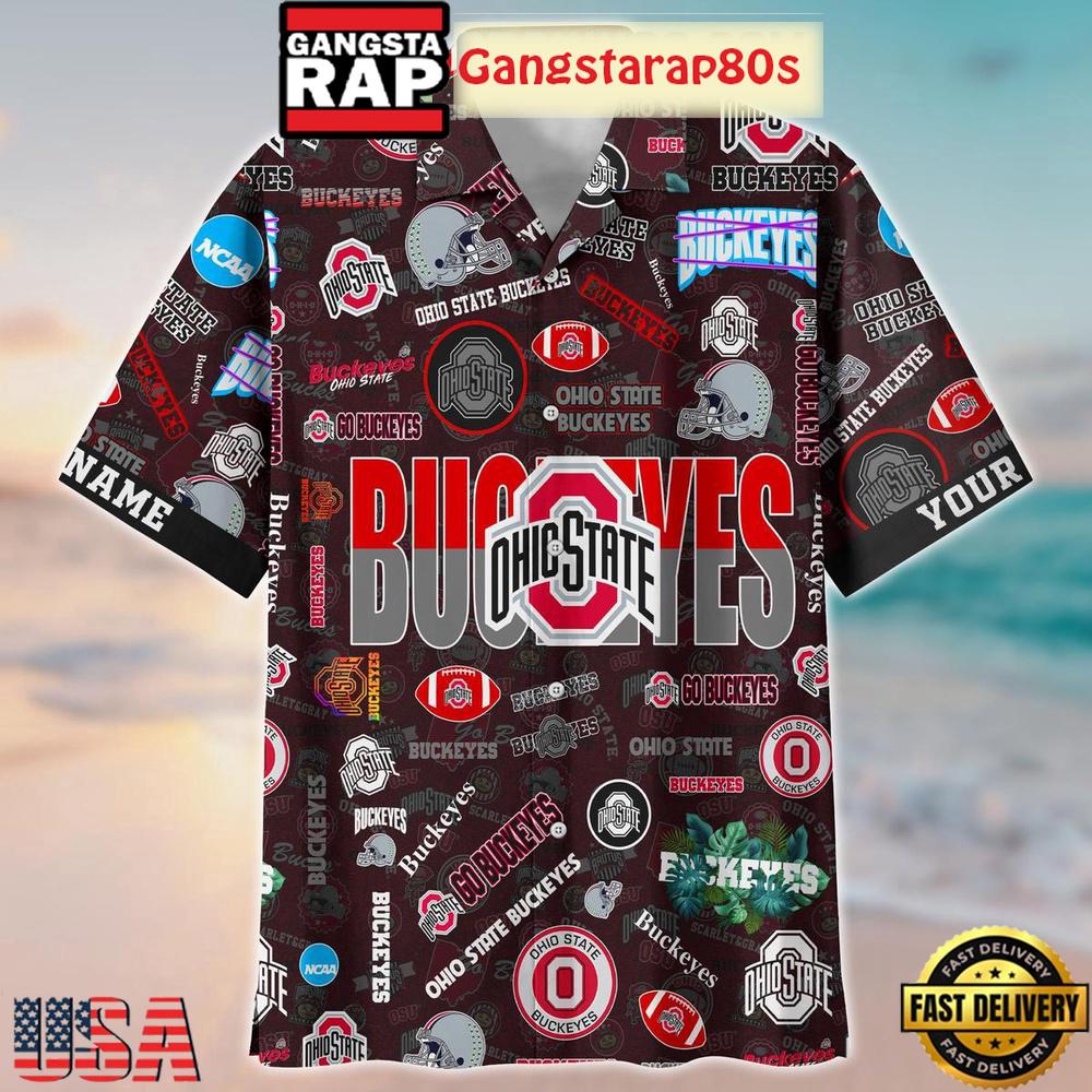 Ohio State Buckeyes Solgan Go Buckeyes True Fan Spirit Custom Name Aloha Hawaiian Shirt Ohio State Buckeyes Solgan Go Buckeyes True Fan Spirit Custom Name Aloha Hawaiian Shirt