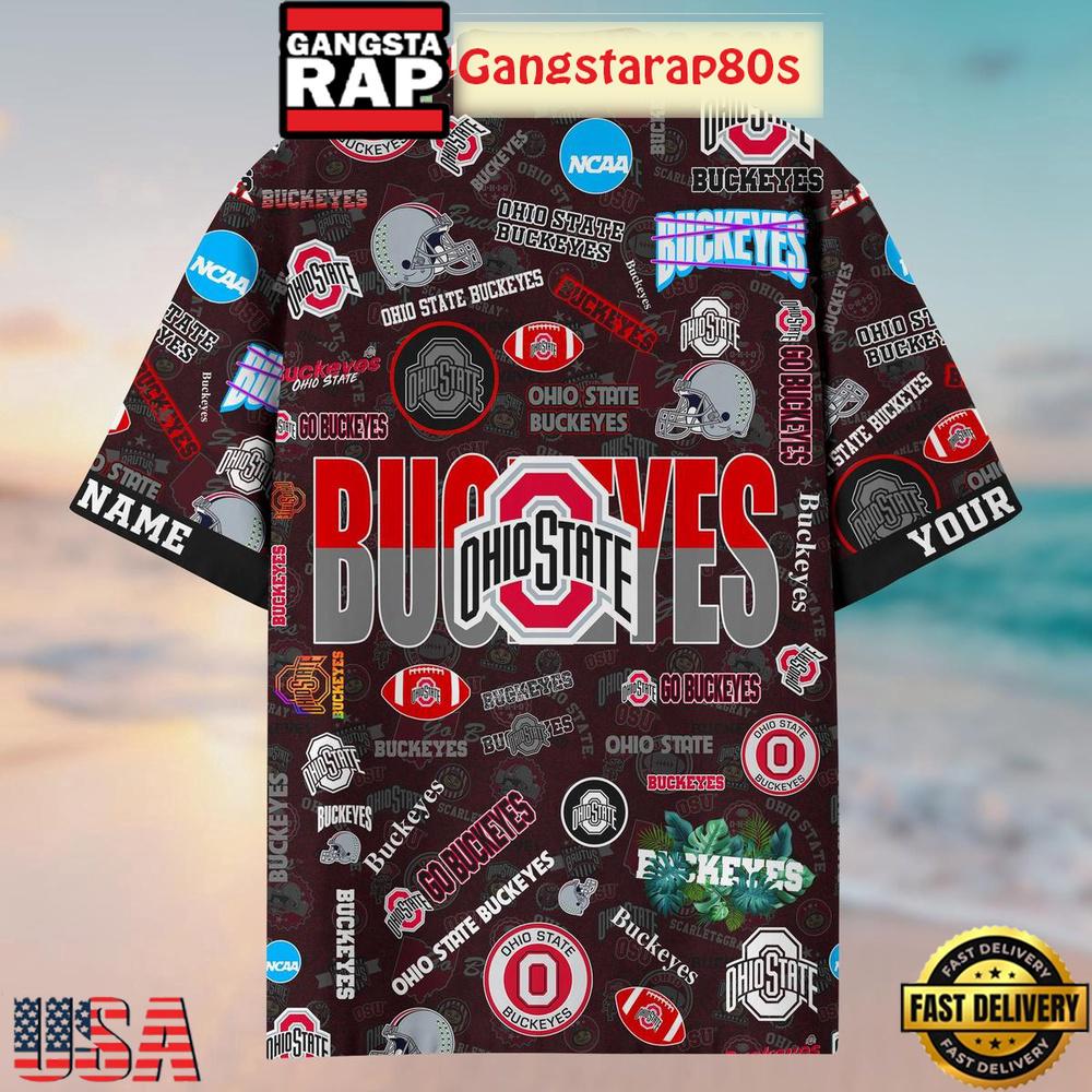 Ohio State Buckeyes Solgan Go Buckeyes True Fan Spirit Custom Name Aloha Hawaiian Shirt Ohio State Buckeyes Solgan Go Buckeyes True Fan Spirit Custom Name Aloha Hawaiian Shirt