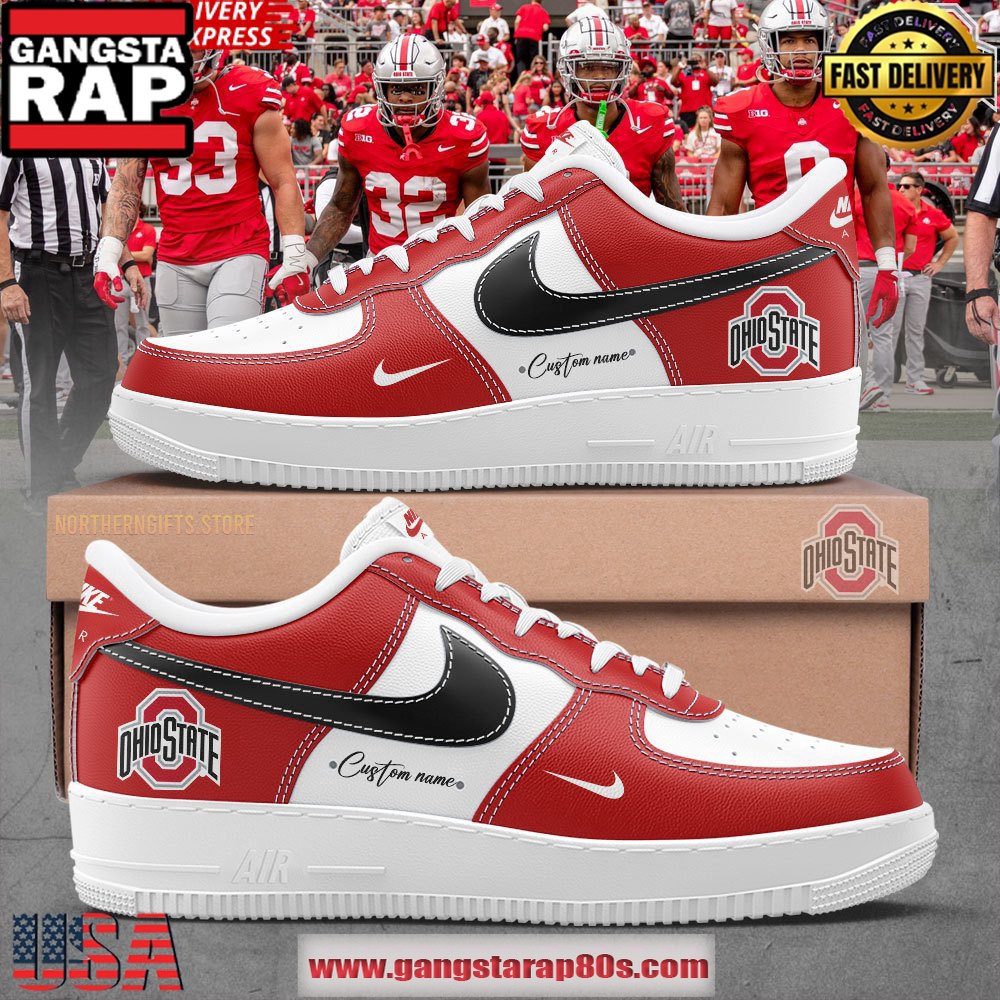 Ohio State Football Custom Name Air Force 1 Running Sneakers Shoes Ohio State Football Custom Name Air Force 1 Running Sneakers Shoes