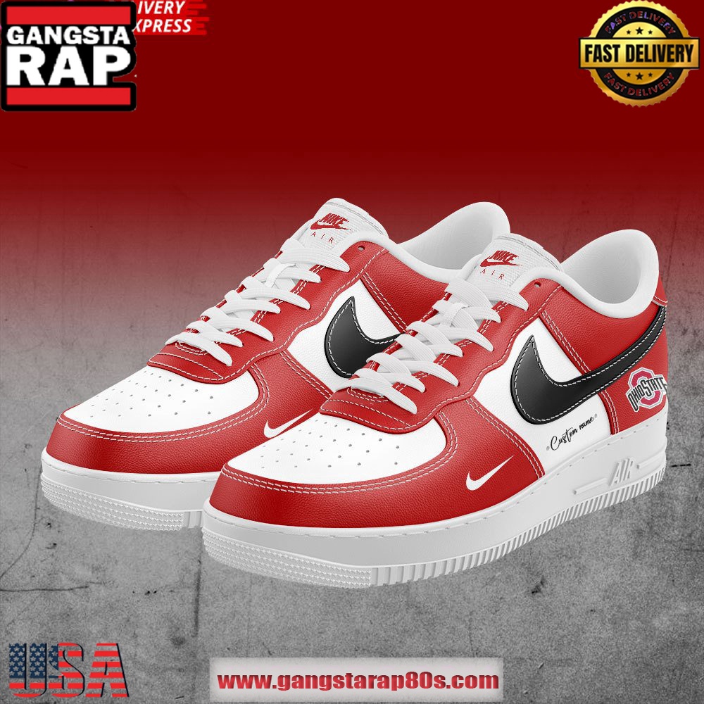 Ohio State Football Custom Name Air Force 1 Running Sneakers Shoes Ohio State Football Custom Name Air Force 1 Running Sneakers Shoes