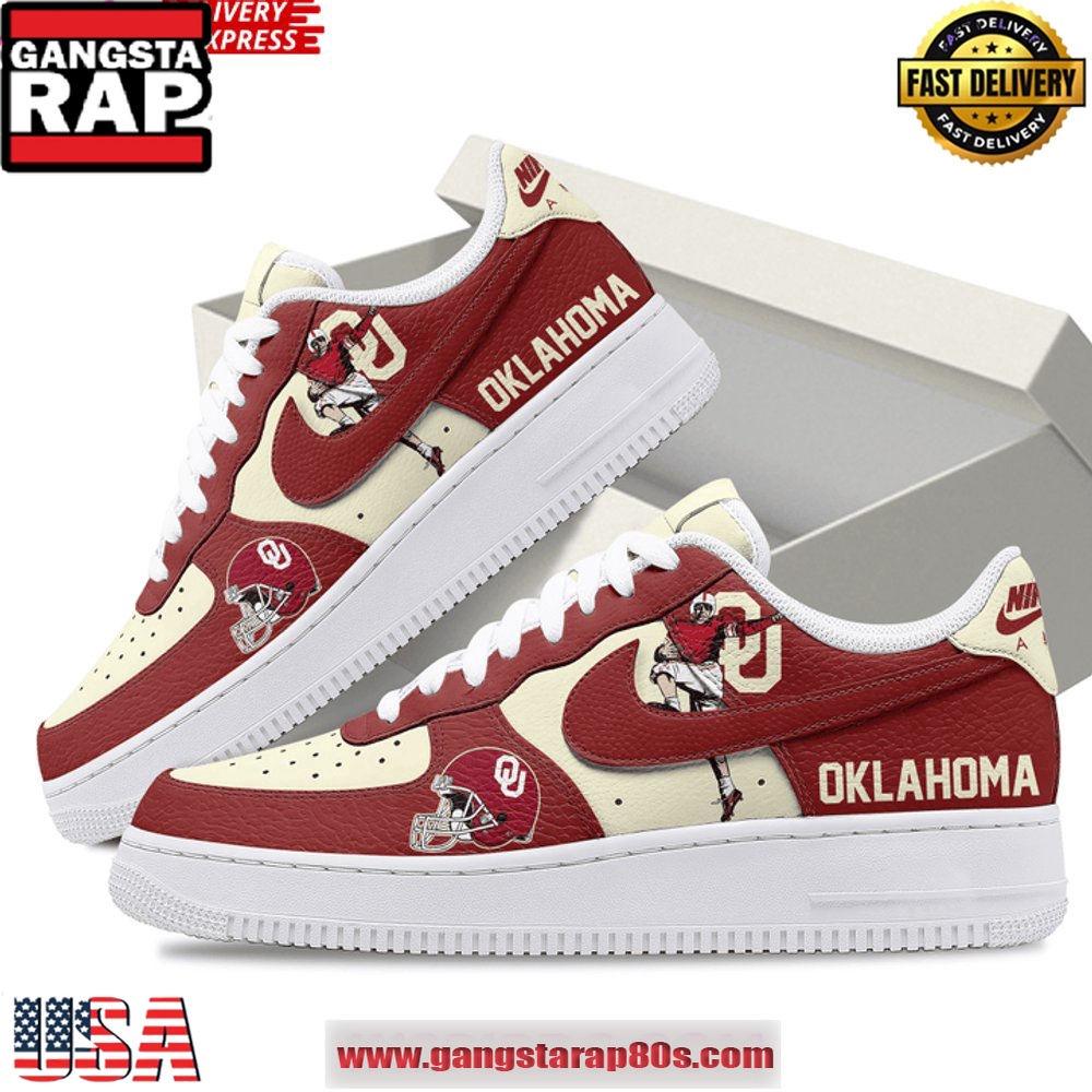 Oklahoma Sooners Football Limited Edition Air Force 1 Running Sneakers Shoes Oklahoma Sooners Football Limited Edition Air Force 1 Running Sneakers Shoes