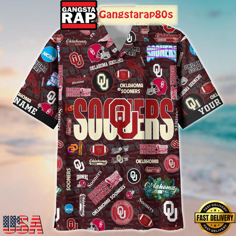 Oklahoma Sooners Solgan Boomer Sooner True Fan Spirit Custom Name Aloha Hawaiian Shirt Oklahoma Sooners Solgan Boomer Sooner True Fan Spirit Custom Name Aloha Hawaiian Shirt