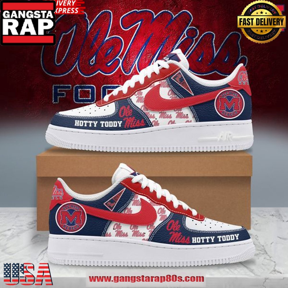 Ole Miss Rebels Hotty Toddy Nike Air Force 1 Running Sneakers Shoes