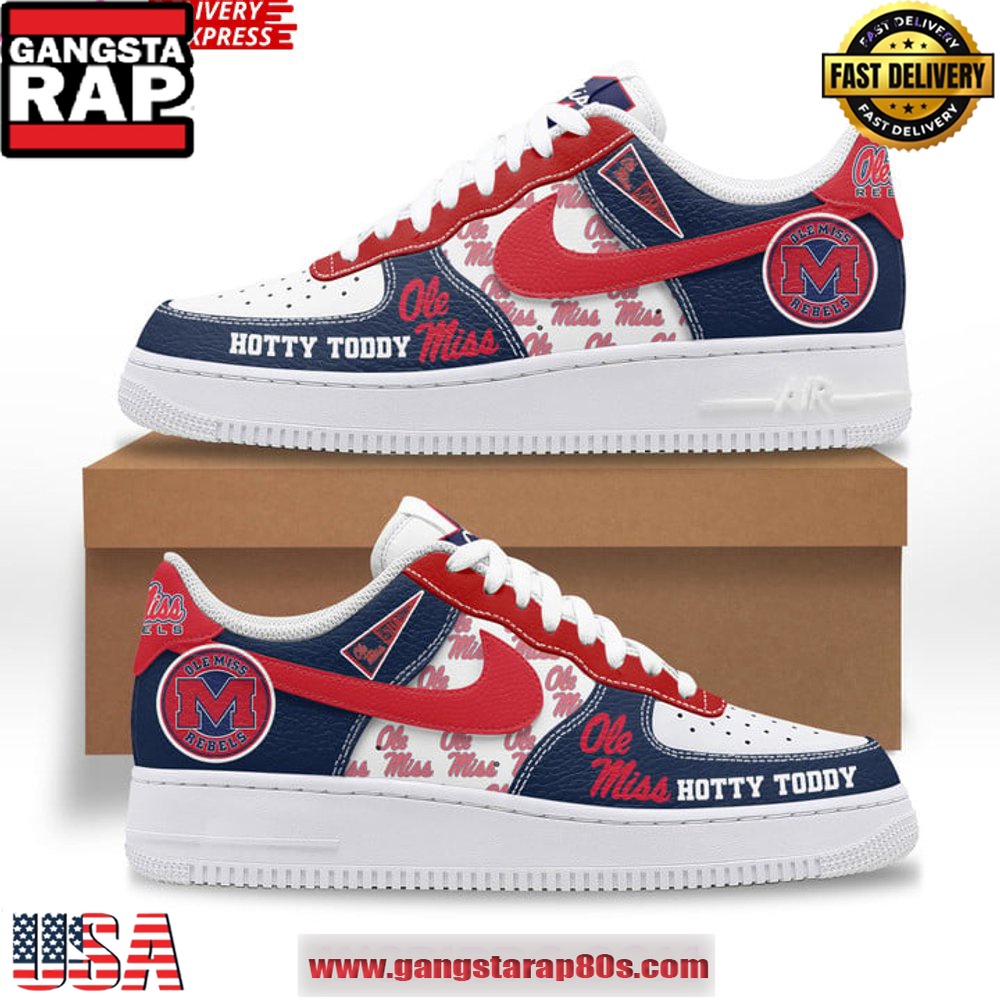 Ole Miss Rebels Hotty Toddy Nike Air Force 1 Running Sneakers Shoes