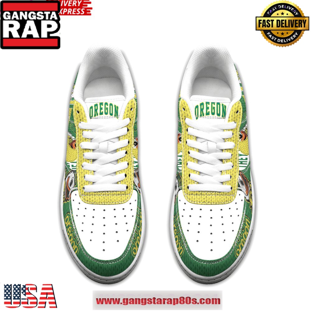 Oregon Ducks Around & Find Out Limited Edition Air Force 1 Running Sneakers Oregon Ducks Around & Find Out Limited Edition Air Force 1 Running Sneakers
