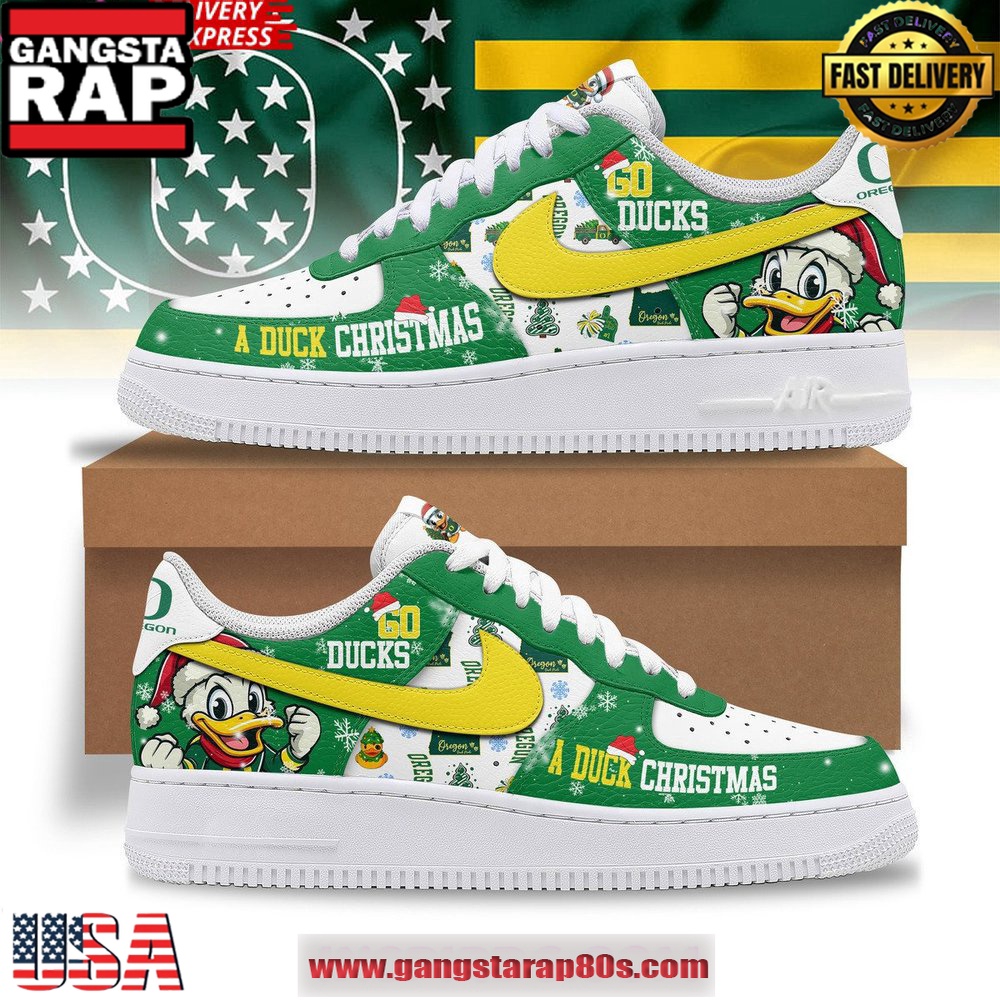 Oregon Ducks Christmas Limited Edition Air Force 1 Running Sneakers Shoes Oregon Ducks Christmas Limited Edition Air Force 1 Running Sneakers Shoes