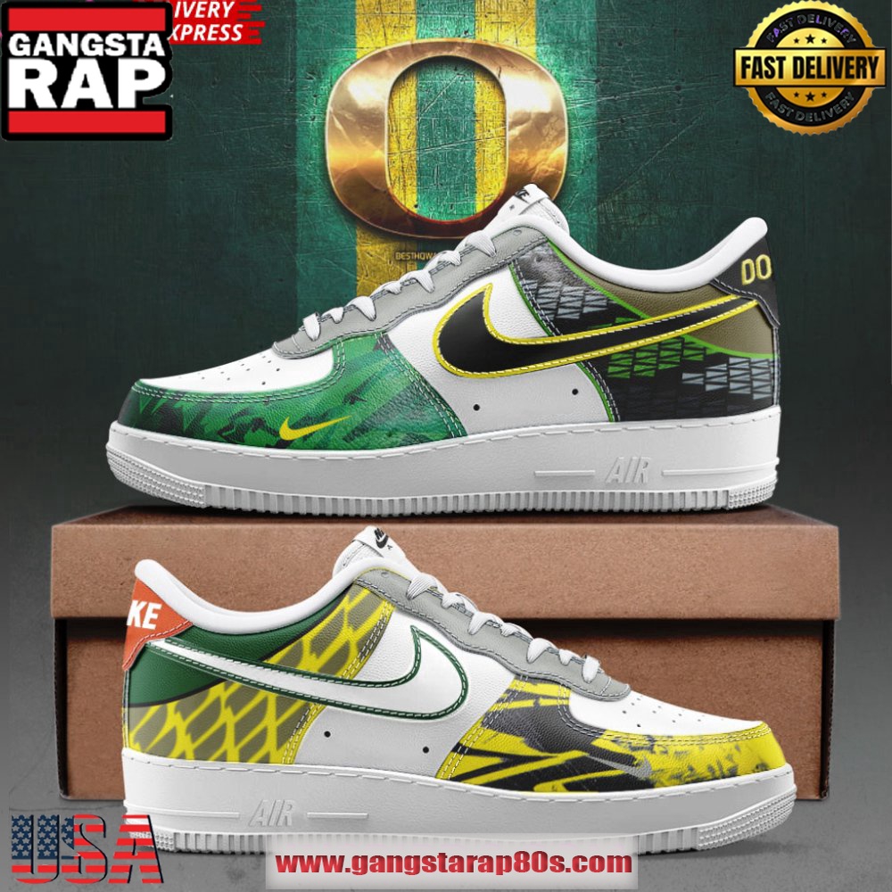 Oregon Ducks Super Flash Limited Edition Air Force 1 Sneakers Shoes Oregon Ducks Super Flash Limited Edition Air Force 1 Sneakers Shoes