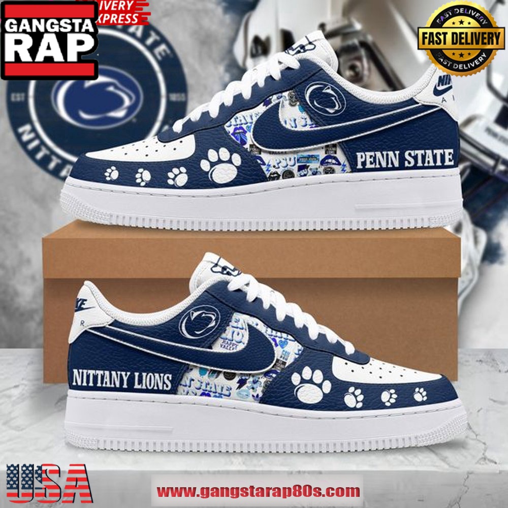 Penn State Nittany Lions Football Nike Air Force 1 Running Sneakers Shoes