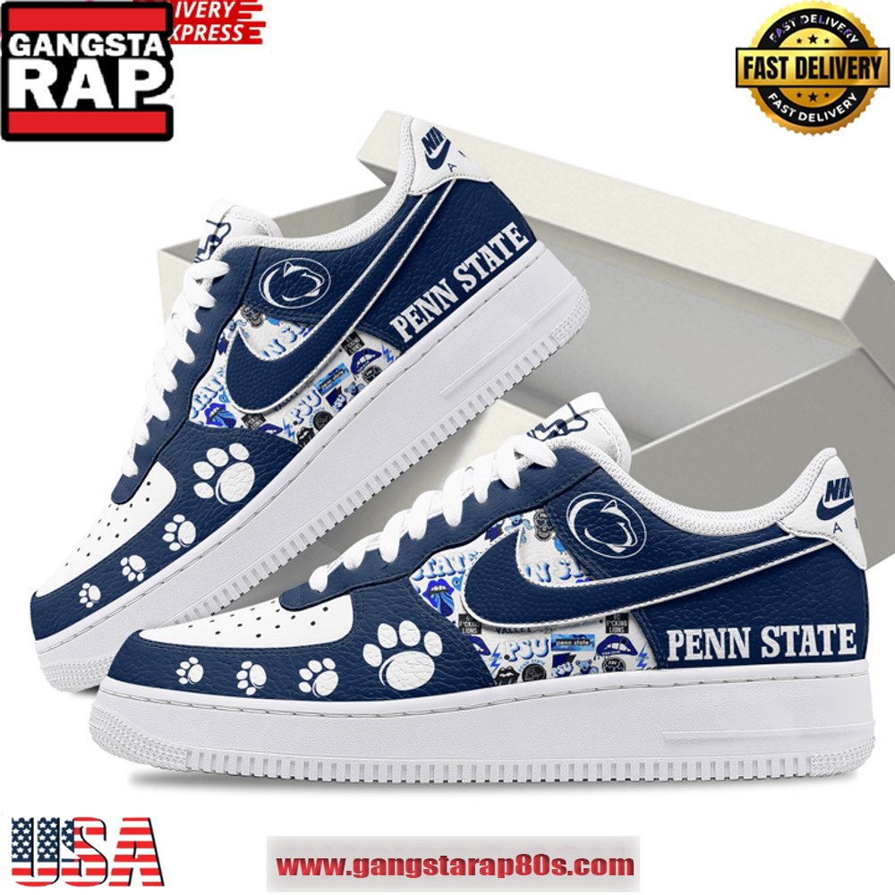 Penn State Nittany Lions Football Nike Air Force 1 Running Sneakers Shoes