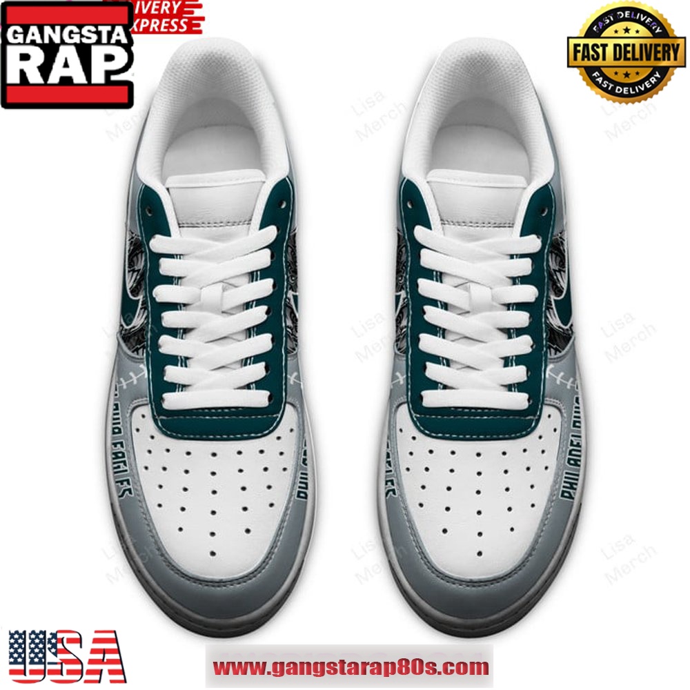 Philadelphia Eagles Go Eagles Air Force 1 Running Sneakers Shoes Philadelphia Eagles Go Eagles Air Force 1 Running Sneakers Shoes