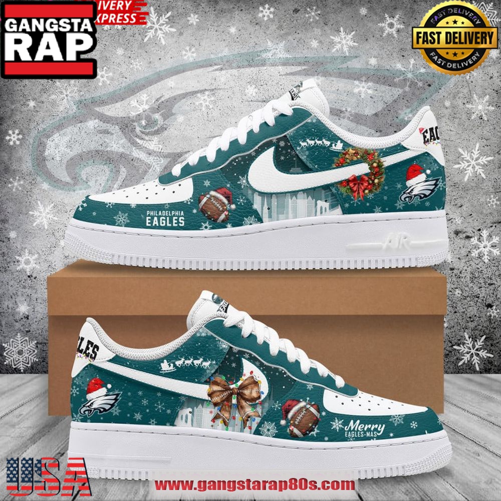 Philadelphia Eagles Merry Christmas Air Force 1 Running Sneakers Shoes