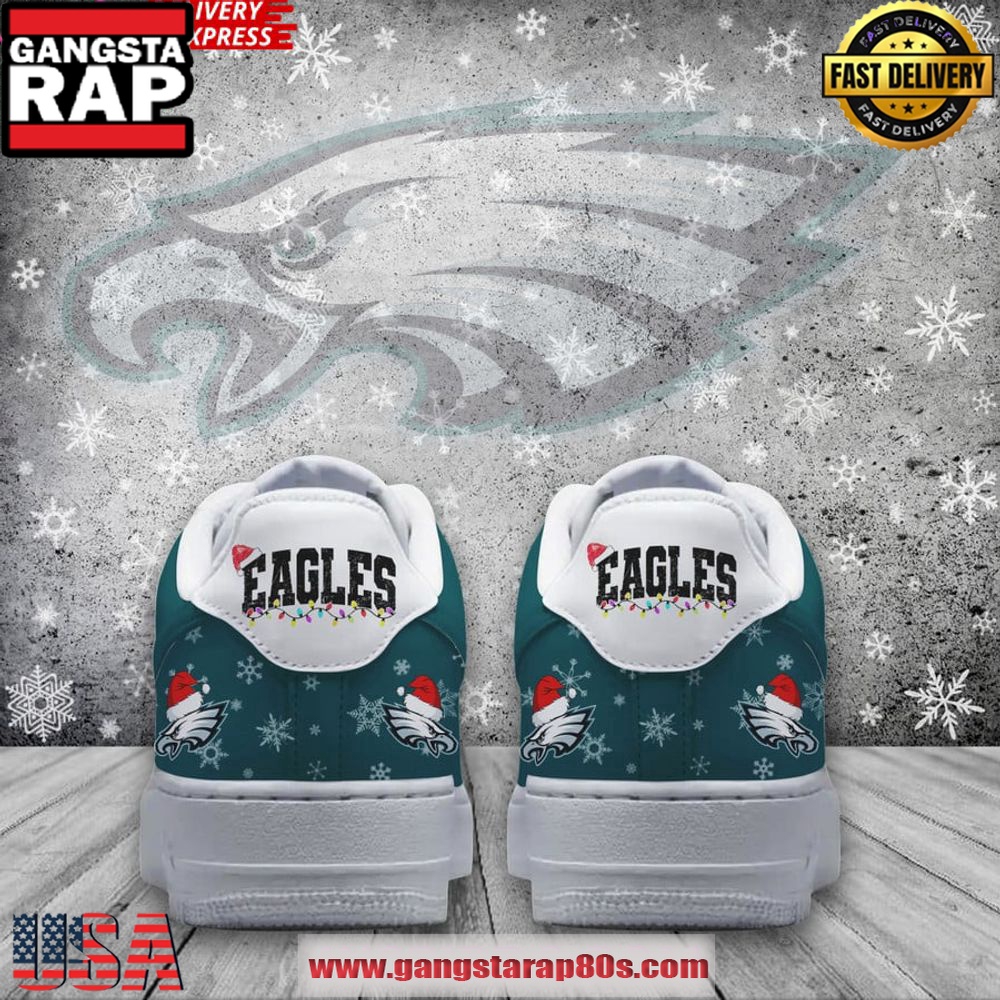 Philadelphia Eagles Merry Christmas Air Force 1 Running Sneakers Shoes Philadelphia Eagles Merry Christmas Air Force 1 Running Sneakers Shoes