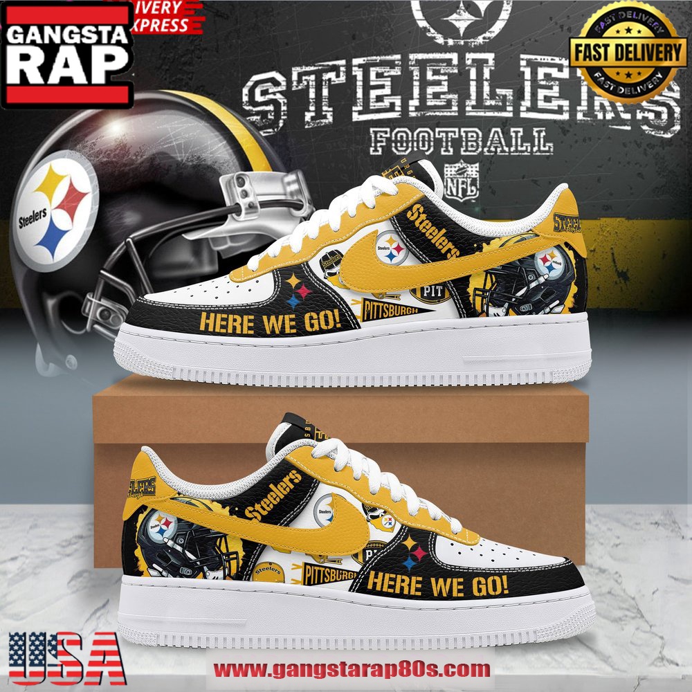 Pittsburgh Steelers Here We Go Air Force 1 Running Sneakers Shoes
