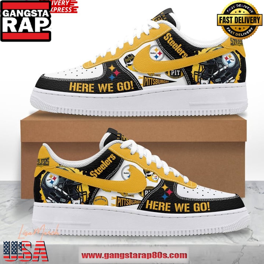 Pittsburgh Steelers Here We Go Air Force 1 Running Sneakers Shoes