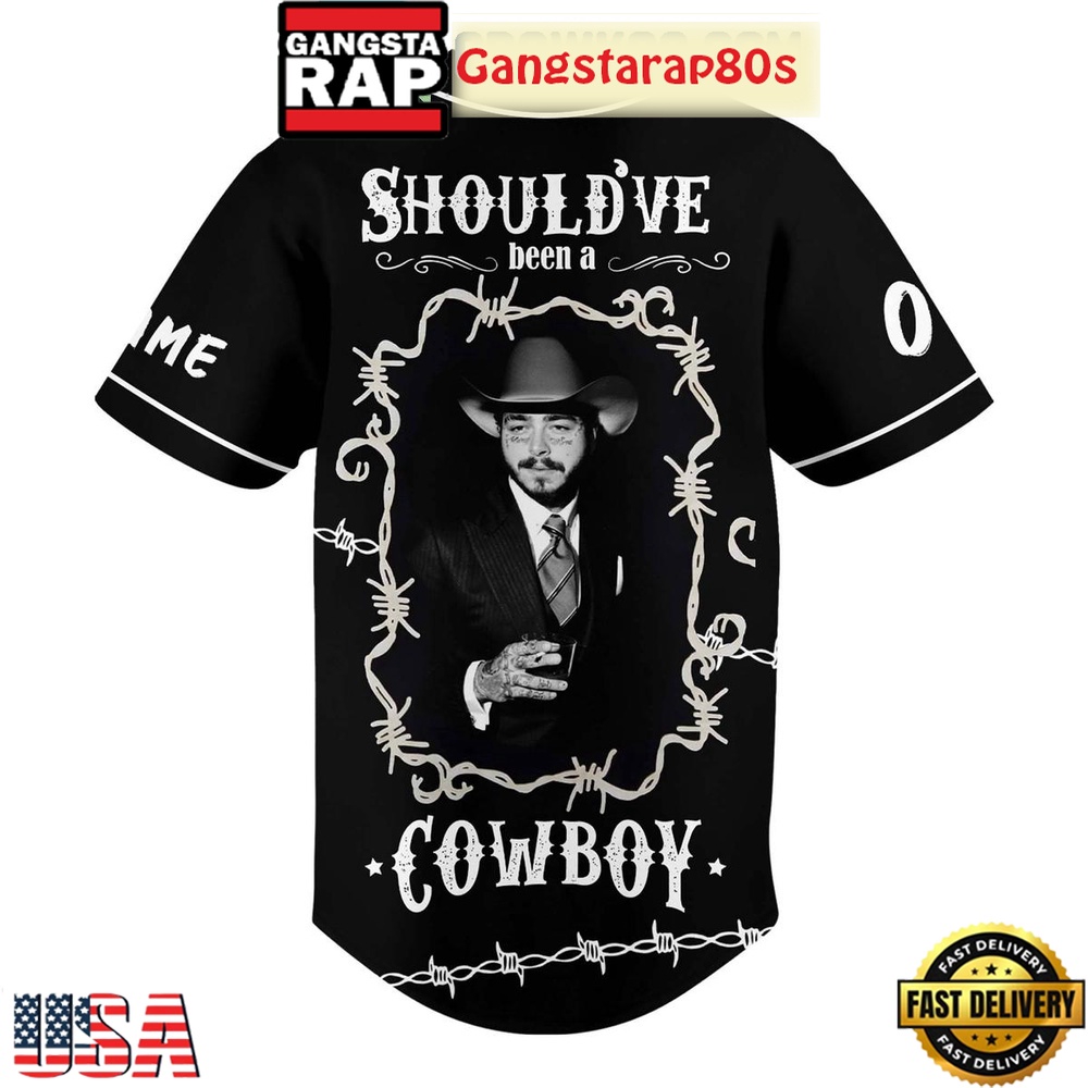 Post Malone Should've Been A Cowboy 2025 Baseball Jersey Post Malone Should've Been A Cowboy 2025 Baseball Jersey