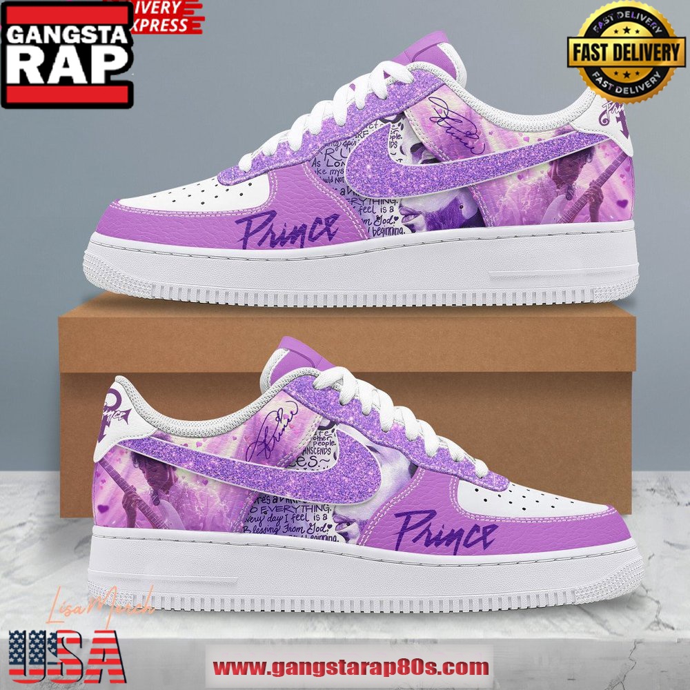 Prince Purple Special Edition Air Force 1 Running Sneakers Shoes