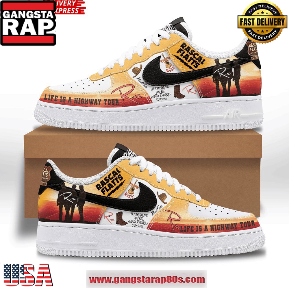 Rascal Flatts Life is a Highway Tour 2025 Air Force 1 Running Sneakers Shoes