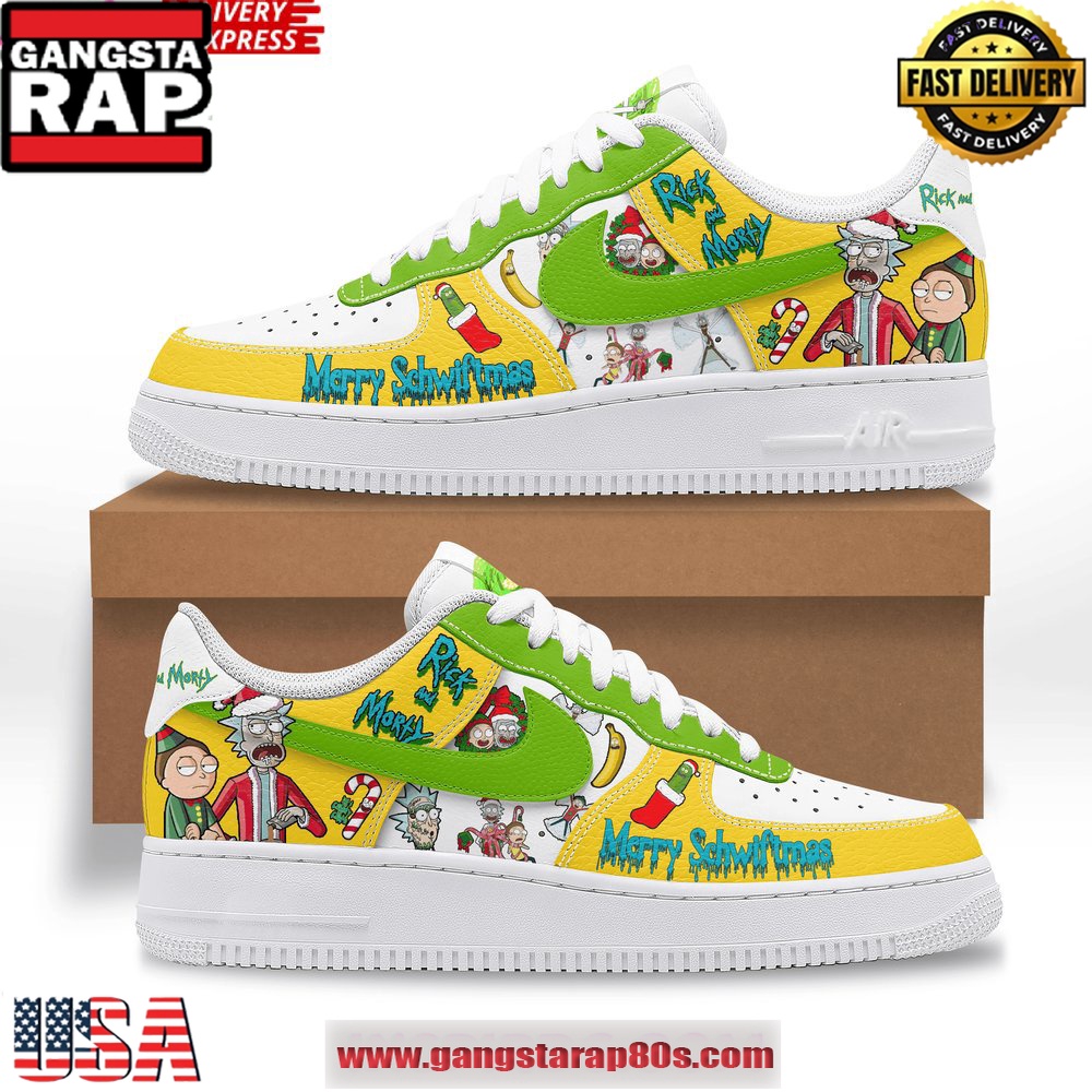 Rick And Morty Merry Christmas Limited Edition Air Force 1 Sneakers Shoes Rick And Morty Merry Christmas Limited Edition Air Force 1 Sneakers Shoes