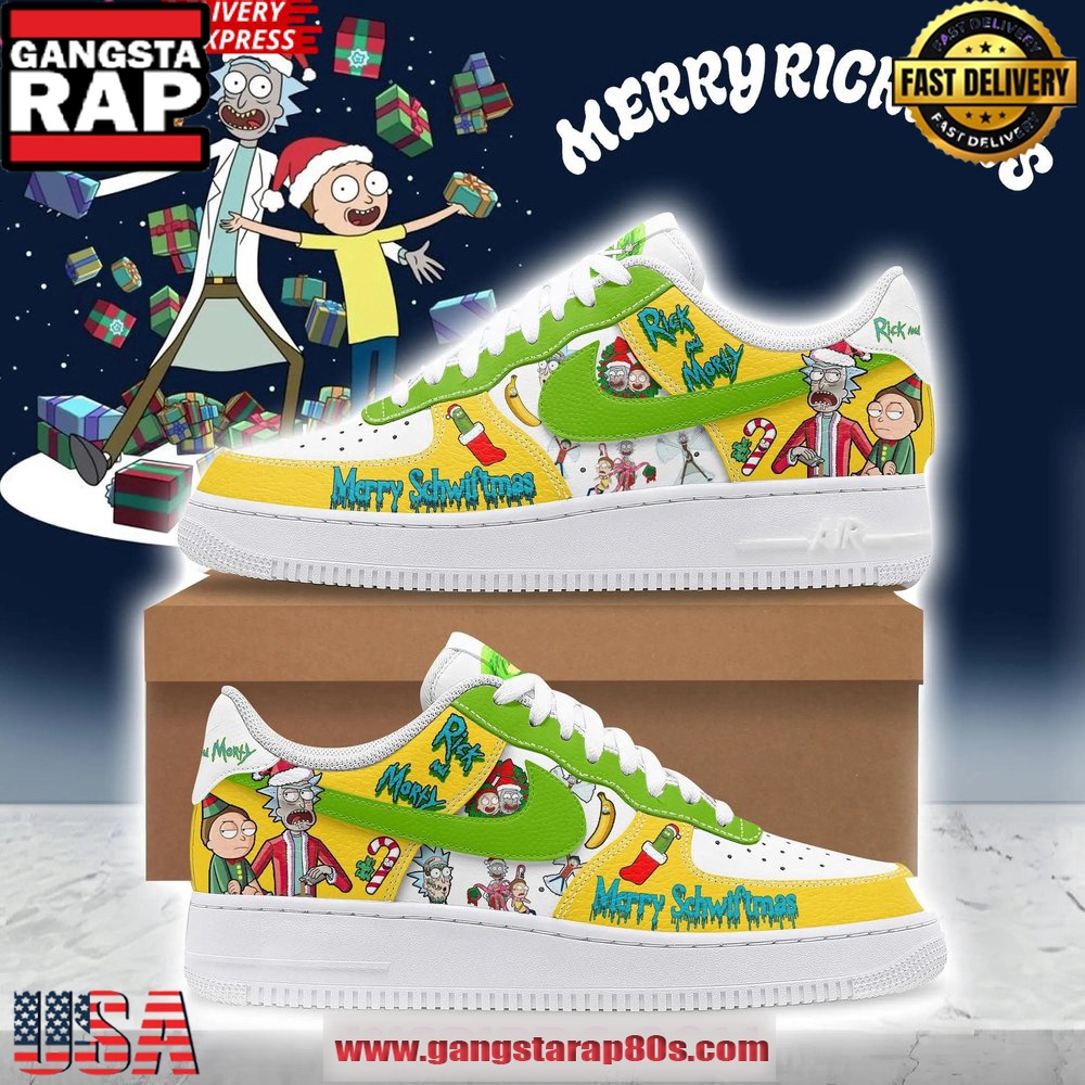 Rick And Morty Merry Christmas Limited Edition Air Force 1 Sneakers Shoes Rick And Morty Merry Christmas Limited Edition Air Force 1 Sneakers Shoes