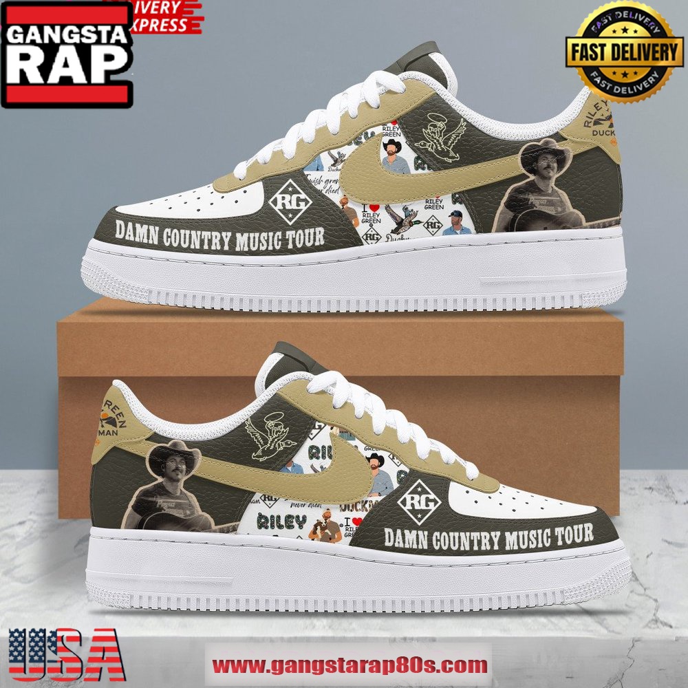 Riley Green Damn Country Music Tour 2025 Air Force 1 Running Sneakers Shoes