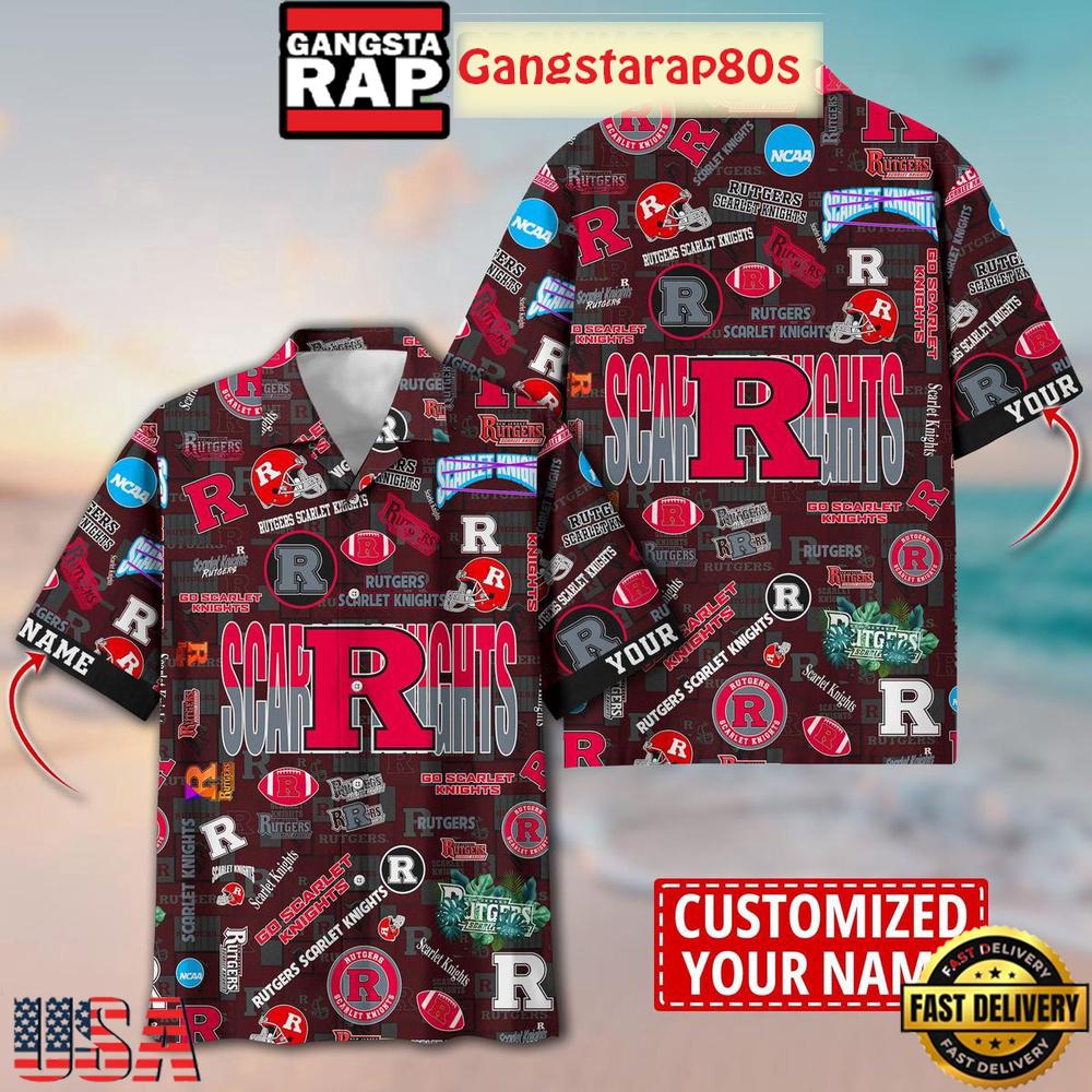 Rutgers Scarlet Knights Solgan True Fan Spirit Custom Name Aloha Hawaiian Shirt Rutgers Scarlet Knights Solgan True Fan Spirit Custom Name Aloha Hawaiian Shirt