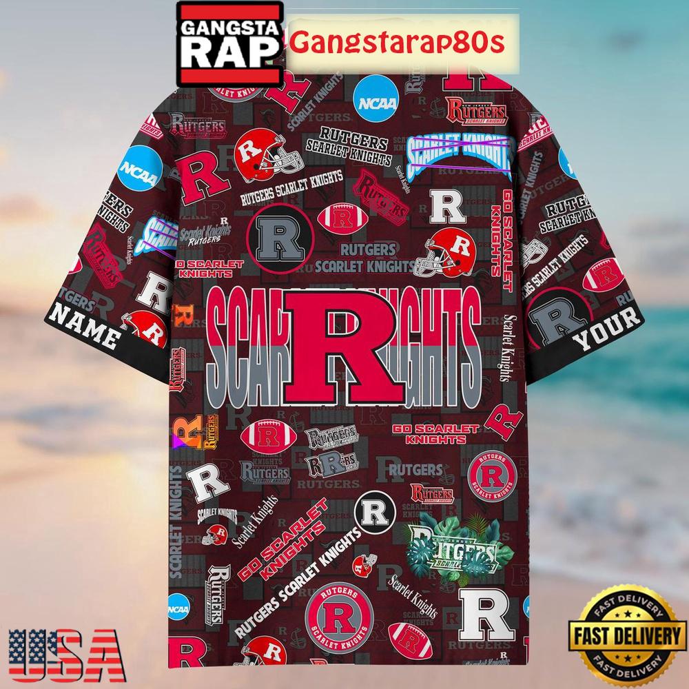 Rutgers Scarlet Knights Solgan True Fan Spirit Custom Name Aloha Hawaiian Shirt Rutgers Scarlet Knights Solgan True Fan Spirit Custom Name Aloha Hawaiian Shirt