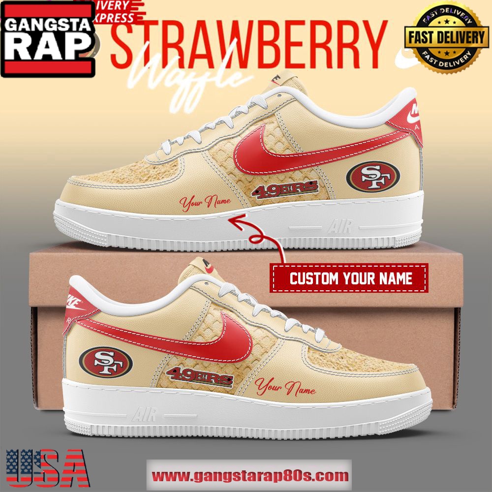 San Francisco 49ers Strawberry Waffle Limited Edition Air Force 1 Shoes Running Sneakers