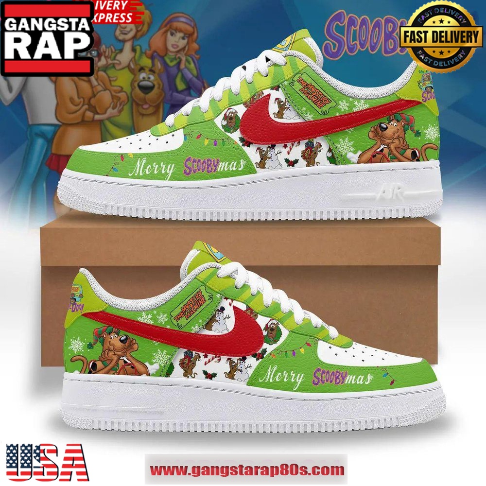 Scooby-Doo Merry Scoobymas Limited Edition Air Force 1 Running Sneakers Shoes Scooby-Doo Merry Scoobymas Limited Edition Air Force 1 Running Sneakers Shoes