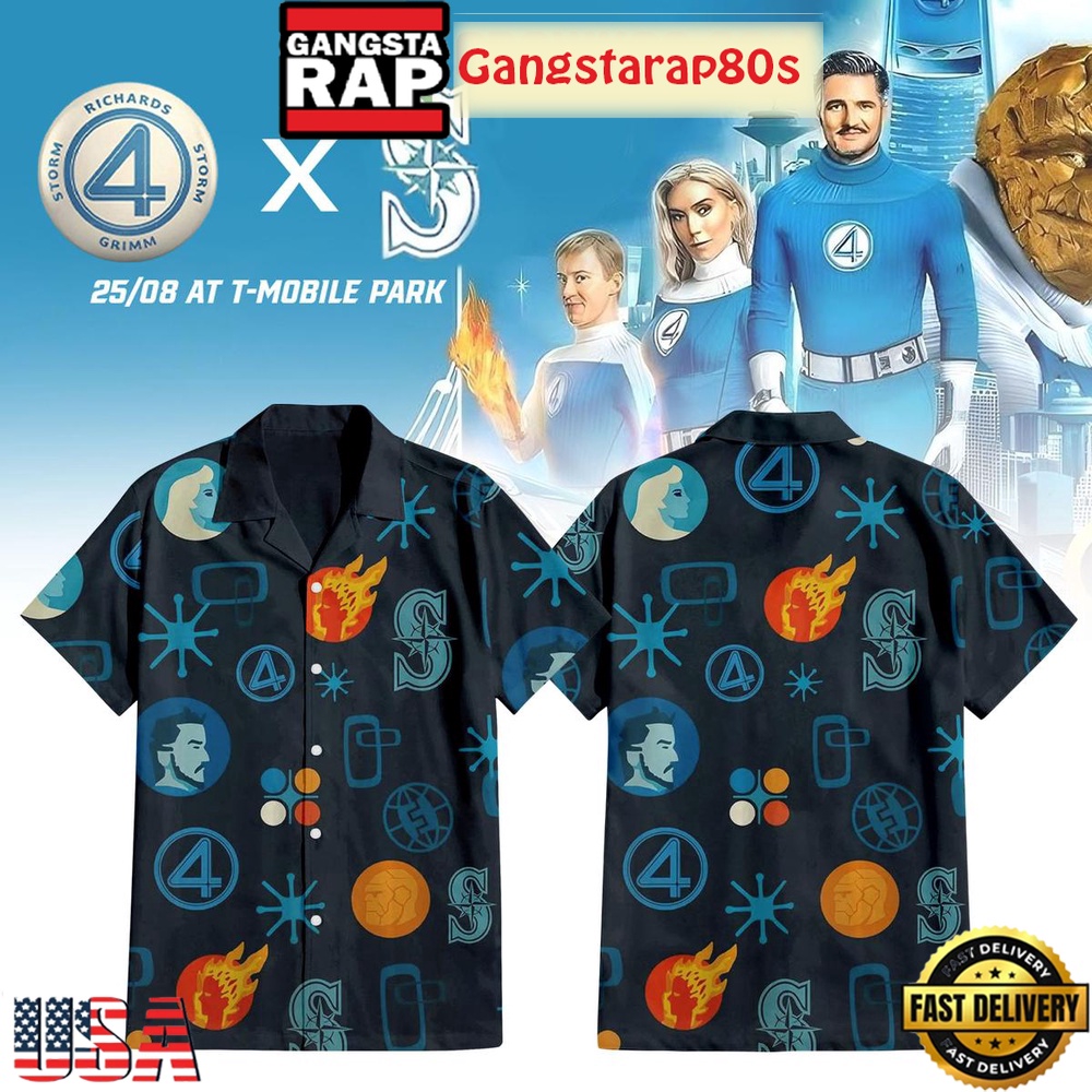Seattle Mariners Fantastic 4 First Step Hot Summer Hawaiian Shirt Seattle Mariners Fantastic 4 First Step Hot Summer Hawaiian Shirt