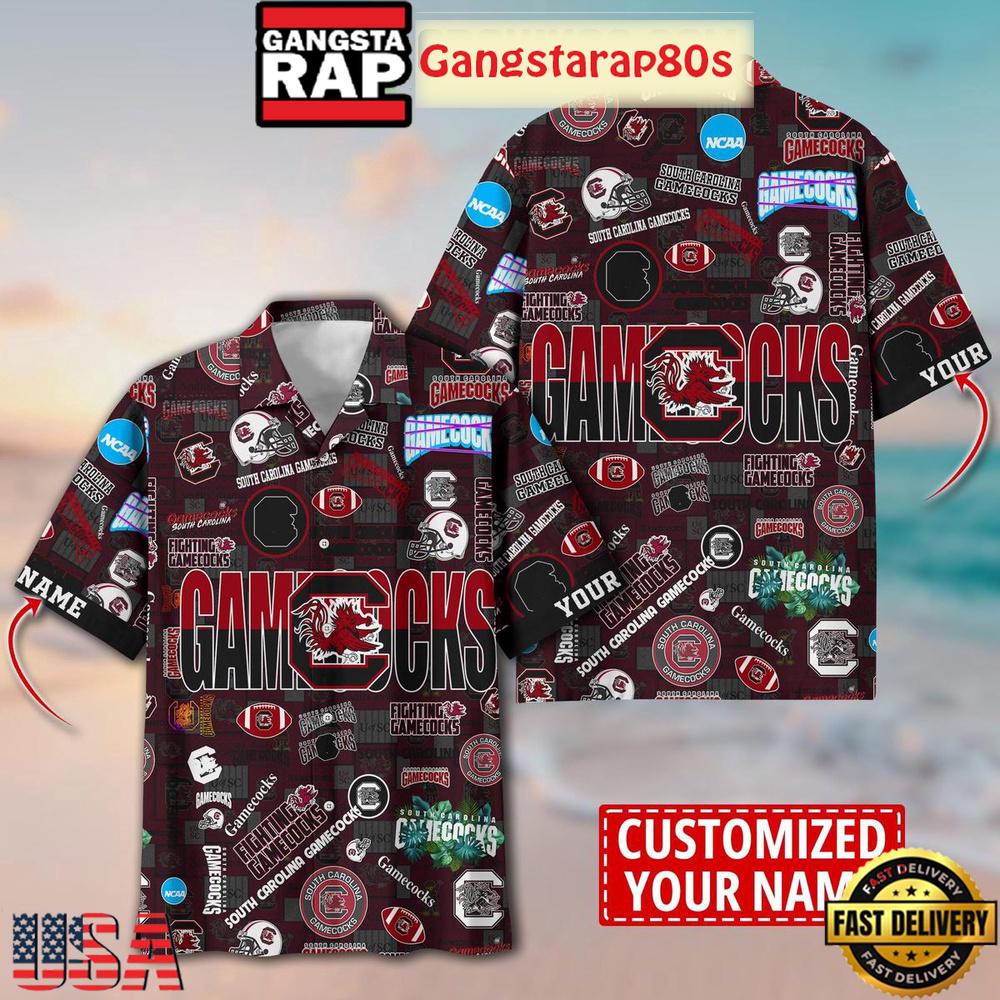 South Carolina Gamecocks Solgan Fighting Gamecocks True Fan Spirit Custom Name Aloha Hawaiian Shirt