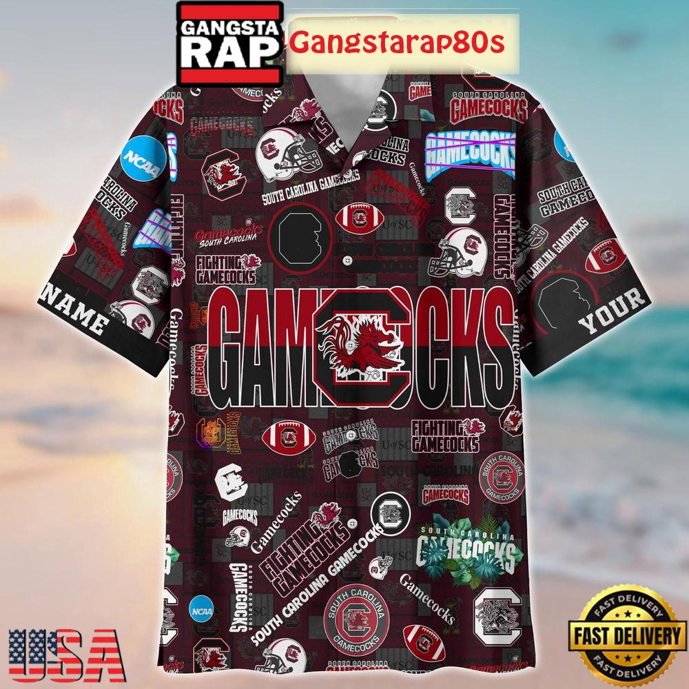 South Carolina Gamecocks Solgan Fighting Gamecocks True Fan Spirit Custom Name Aloha Hawaiian Shirt South Carolina Gamecocks Solgan Fighting Gamecocks True Fan Spirit Custom Name Aloha Hawaiian Shirt