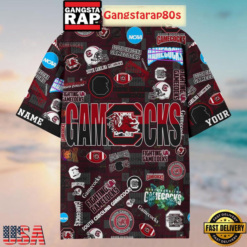 South Carolina Gamecocks Solgan Fighting Gamecocks True Fan Spirit Custom Name Aloha Hawaiian Shirt South Carolina Gamecocks Solgan Fighting Gamecocks True Fan Spirit Custom Name Aloha Hawaiian Shirt