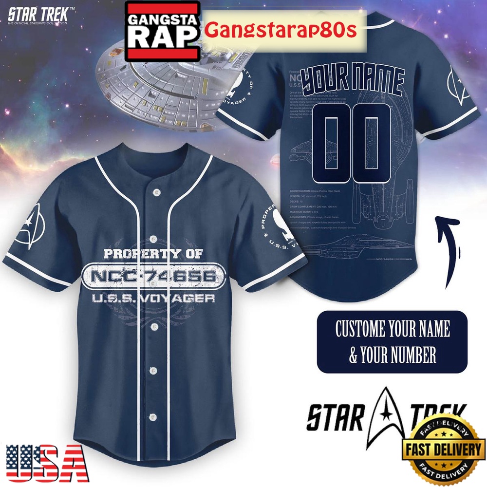 Star Trek Property Of NCC 74656 USS Voyager Custom Unique Design Baseball Jersey Star Trek Property Of NCC 74656 USS Voyager Custom Unique Design Baseball Jersey