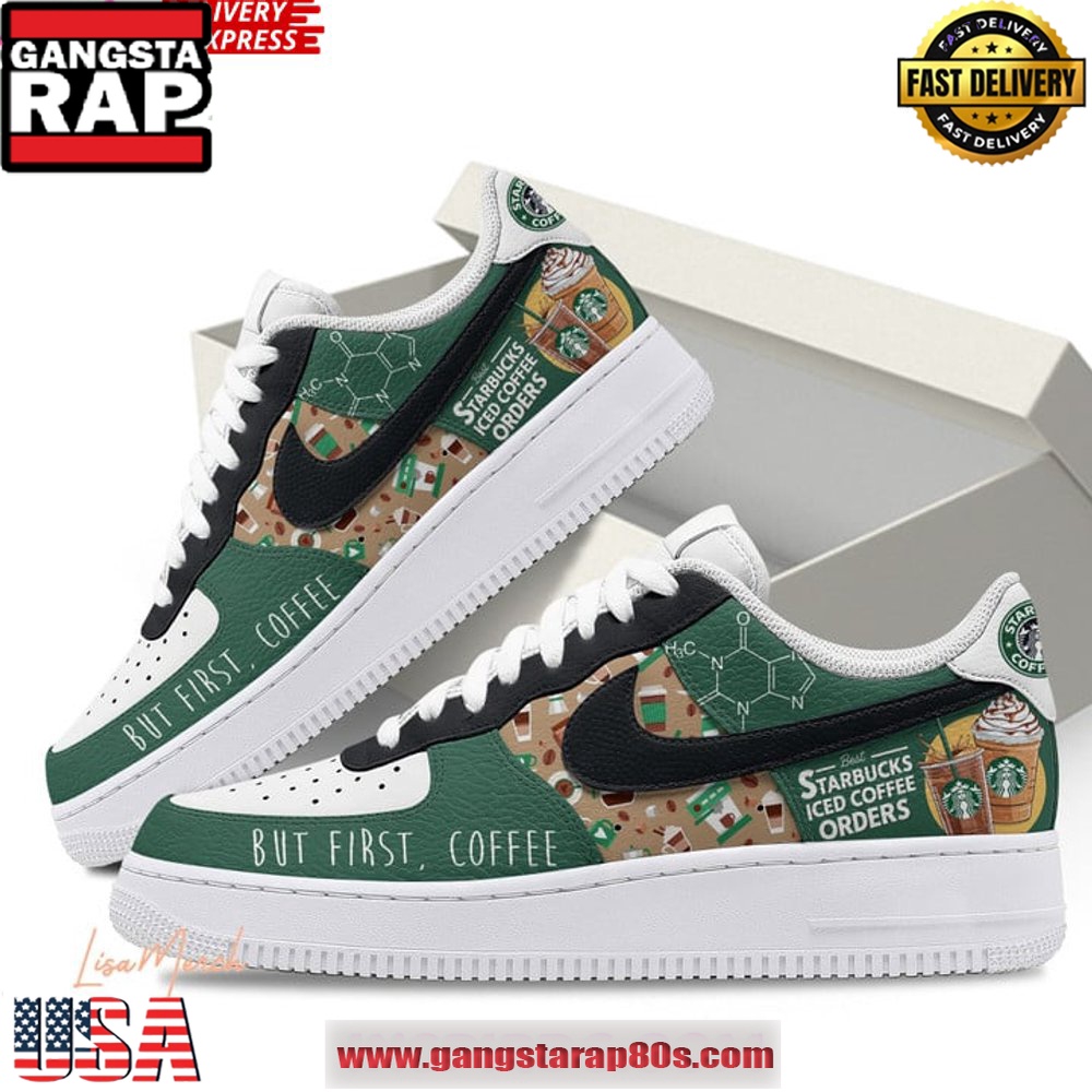 Starbucks But First Coffee Limited Edition Air Force 1 Shoes Running Sneakers