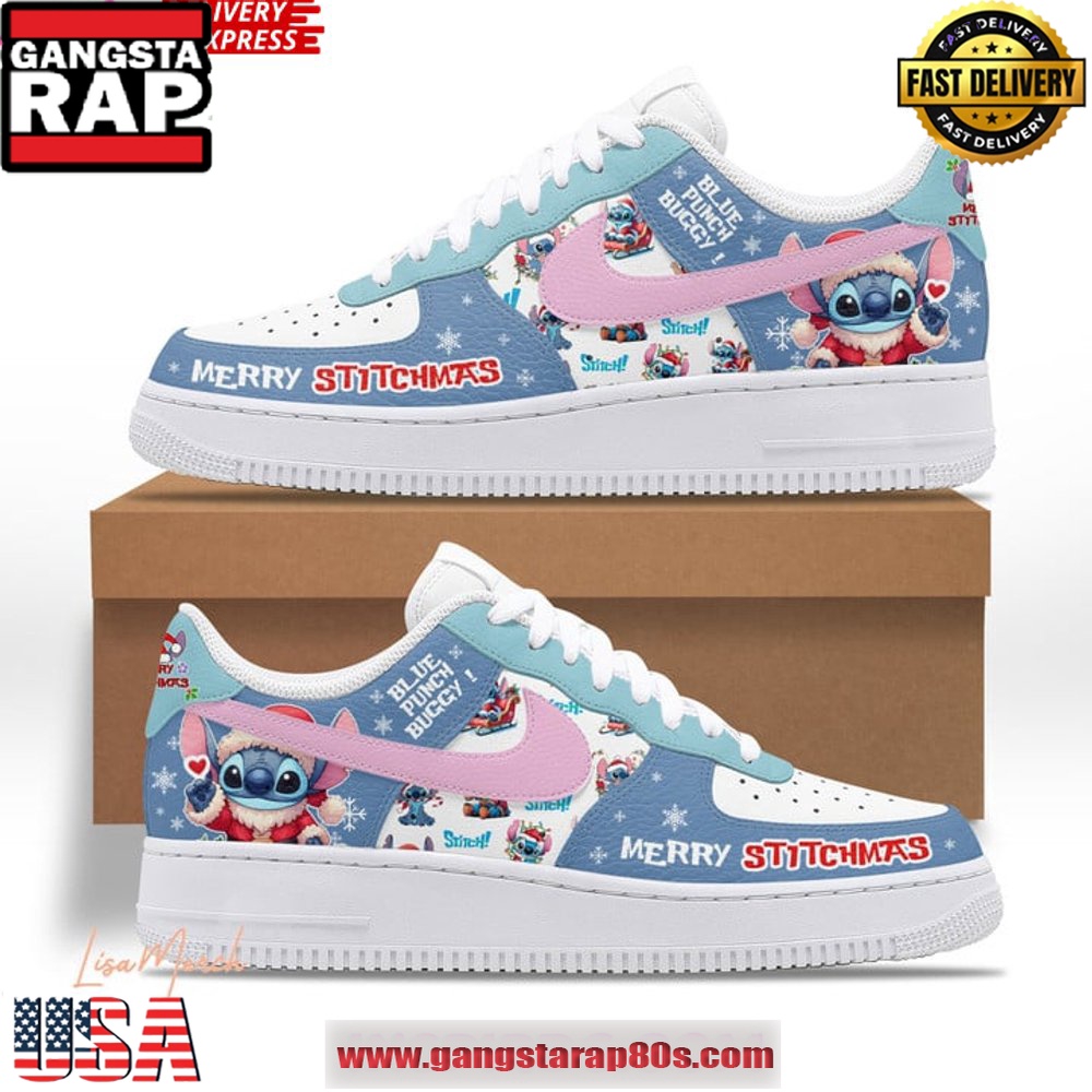Stitch Merry Stitchmas Limited Edition Air Force 1 Running Sneakers