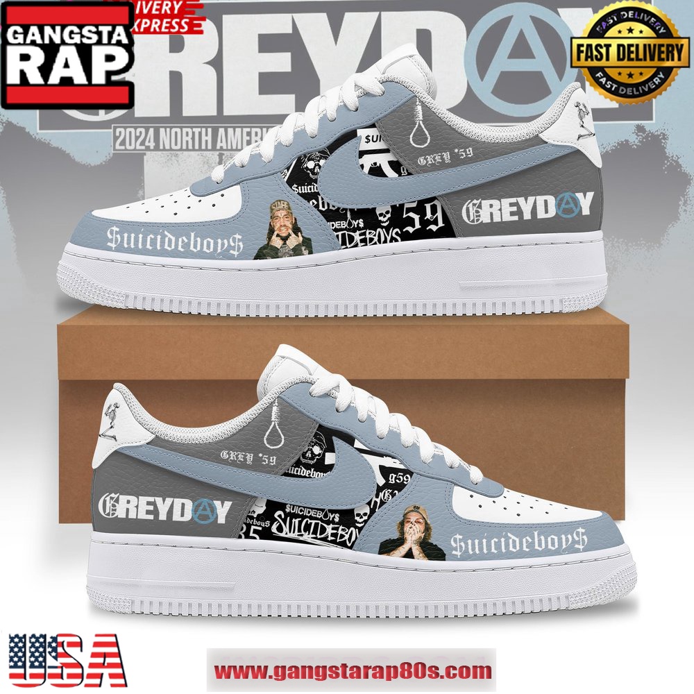 Suicideboy$ Grey Day Limited Edition Air Force 1 Running Sneakers Shoes Suicideboy$ Grey Day Limited Edition Air Force 1 Running Sneakers Shoes
