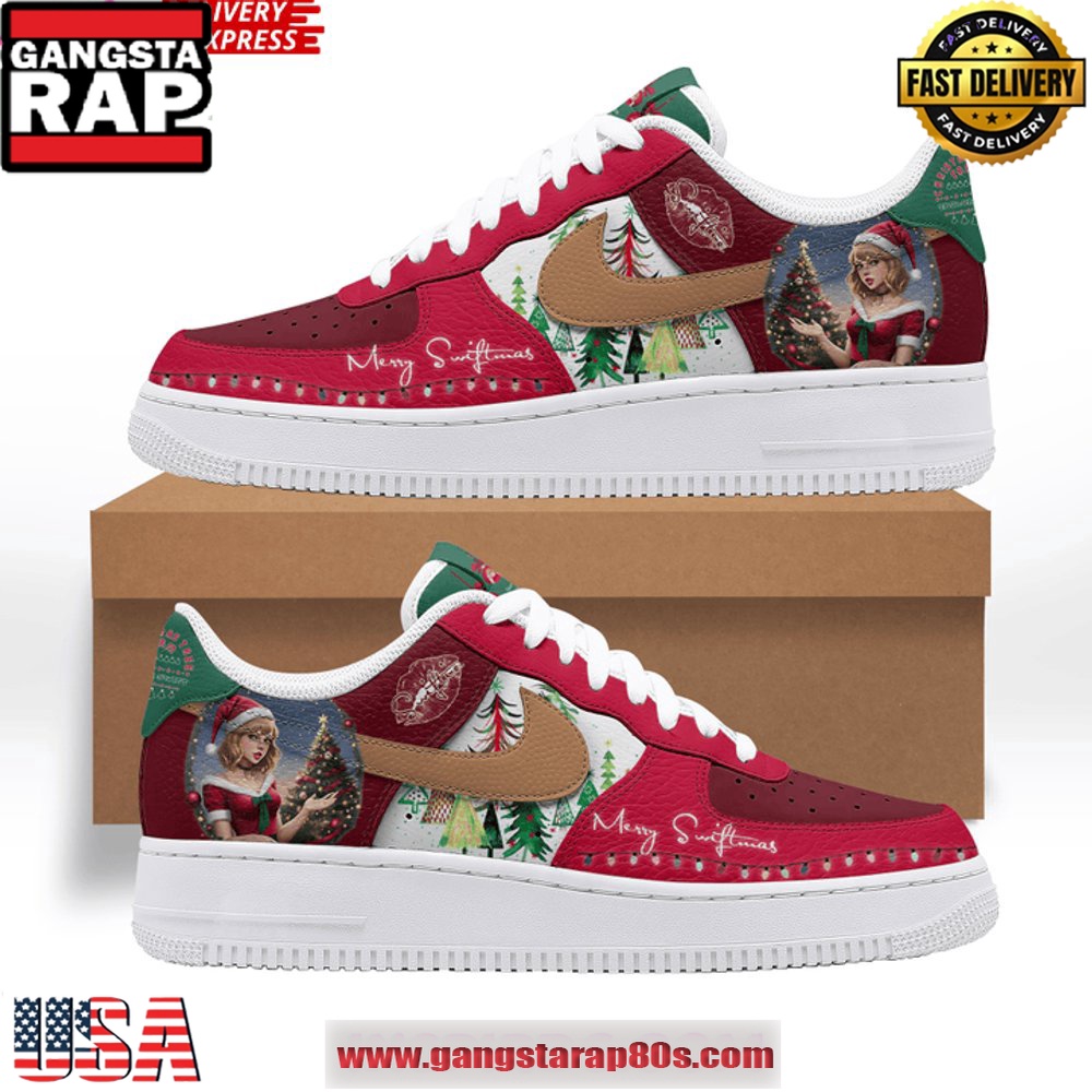 Taylor Swift Merry Christmas Special Edition Air Force 1 Running Sneakers Taylor Swift Merry Christmas Special Edition Air Force 1 Running Sneakers