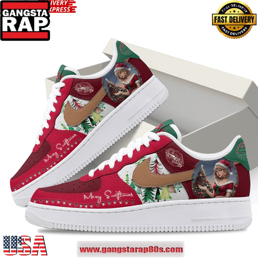 Taylor Swift Merry Christmas Special Edition Air Force 1 Running Sneakers Taylor Swift Merry Christmas Special Edition Air Force 1 Running Sneakers