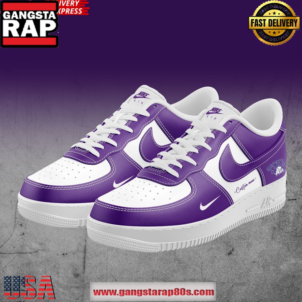 TCU Football Custom Air Force 1 Running Sneakers Shoes TCU Football Custom Air Force 1 Running Sneakers Shoes
