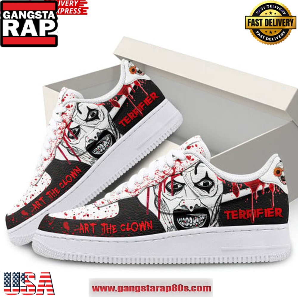 Terrifier Art The Clown Air Force 1 Running Sneakers Shoes Terrifier Art The Clown Air Force 1 Running Sneakers Shoes