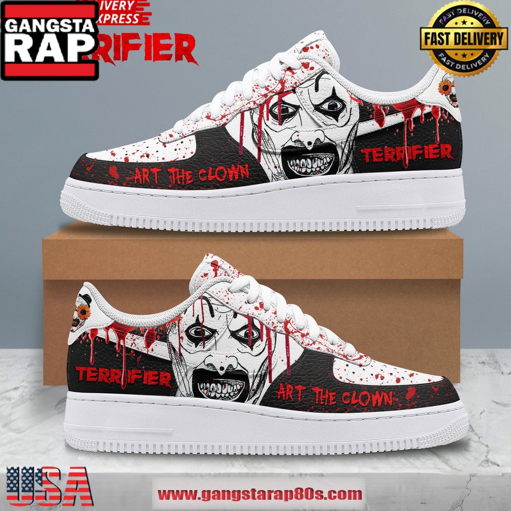 Terrifier Art The Clown Air Force 1 Running Sneakers Shoes Terrifier Art The Clown Air Force 1 Running Sneakers Shoes
