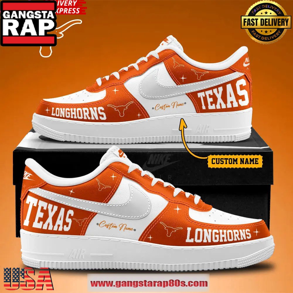 Texas Longhorns Football Custom Air Force 1 Running Sneakers Shoes Texas Longhorns Football Custom Air Force 1 Running Sneakers Shoes