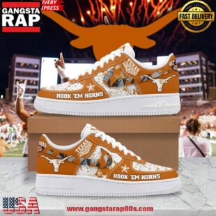 Texas Longhorns Get Hooked Limited Edition Nike Air Force 1 Running Sneakers Shoes