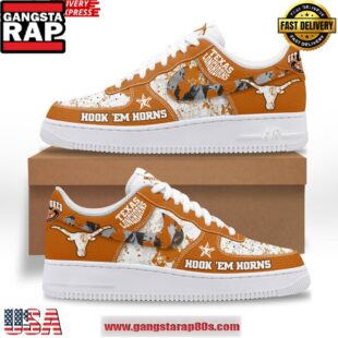 Texas Longhorns Get Hooked Limited Edition Nike Air Force 1 Running Sneakers Shoes