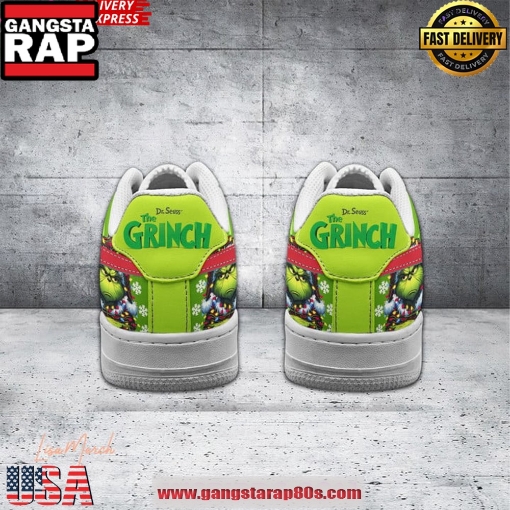 The Grinch Christmas Holiday Limited Edition Air Force 1 Running Sneakers Shoes The Grinch Christmas Holiday Limited Edition Air Force 1 Running Sneakers Shoes