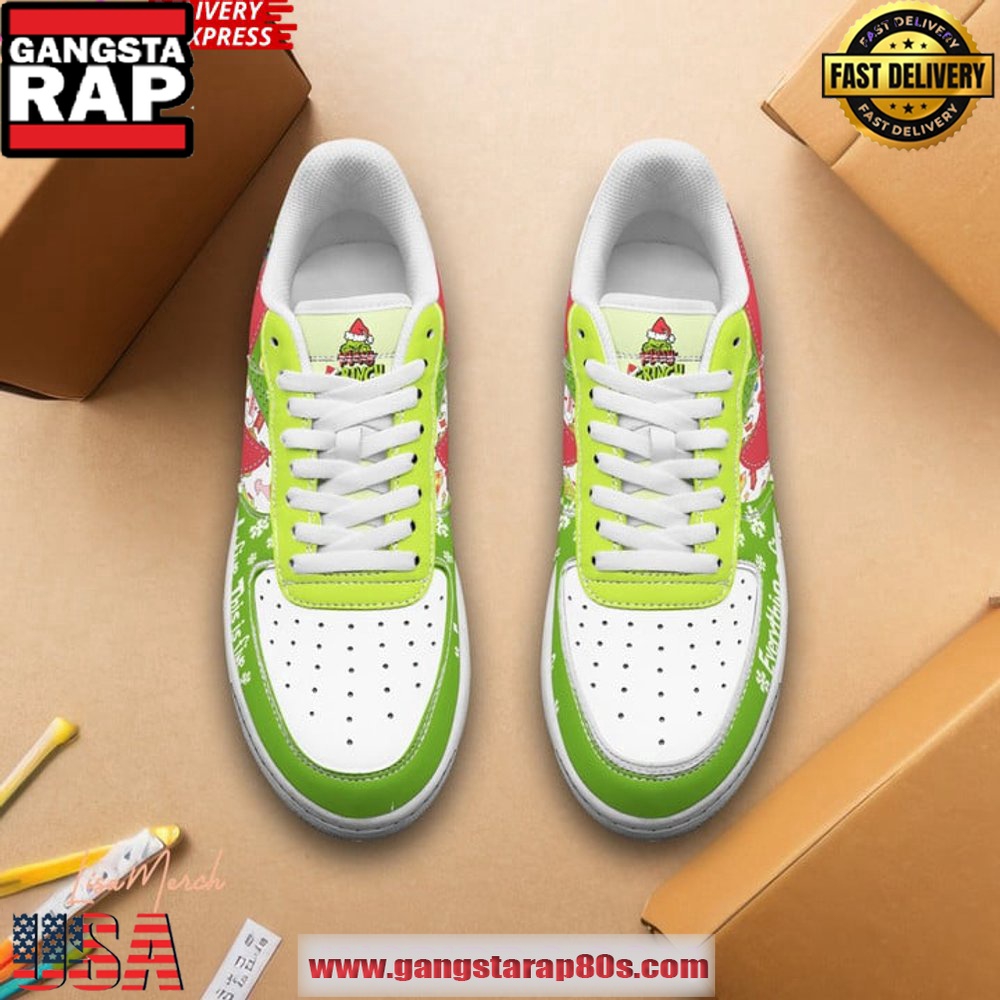 The Grinch Christmas Holiday Limited Edition Air Force 1 Running Sneakers Shoes The Grinch Christmas Holiday Limited Edition Air Force 1 Running Sneakers Shoes